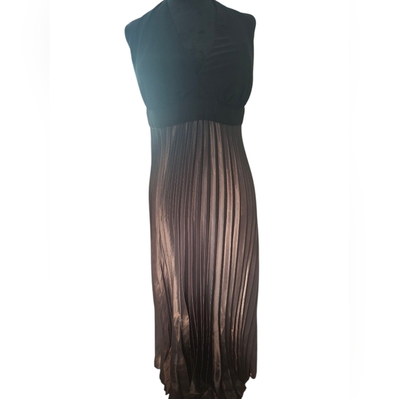 Betsy and Adam Black and Silver Pleated Y2K Maxi Dress - Picture 1 of 5